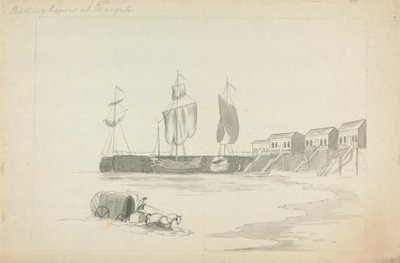 Badehuse ved Margate af Edward Francis Burney