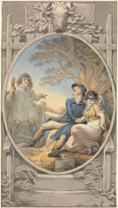 Design i farver til en bogplade af Edward Francis Burney