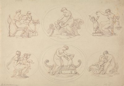 Seks studier af mor og datters leg af Edward Francis Burney