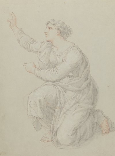 Undersøgelse af Priscillas knælende figur af Edward Francis Burney