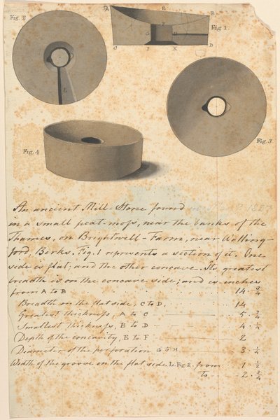 Studie af antikke romerske møllesten (?) af Edward Francis Burney