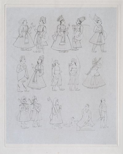 Figurer, der viser forskellige erhverv (gravering) af Edward Francis Finden