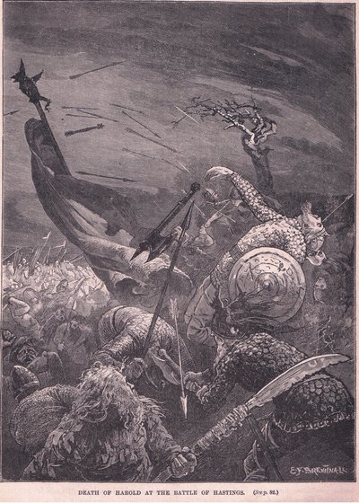 Harolds død i slaget ved Hastings 1066 e.Kr af Edward Frederick Brewtnall