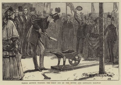 Prins Arthur tager det første spadestik til Hythe og Sandgate Railway af Edward Frederick Brewtnall