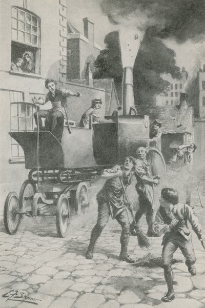 Gurney og hans vidunderlige motor (litografi) af Edward Frederick Skinner