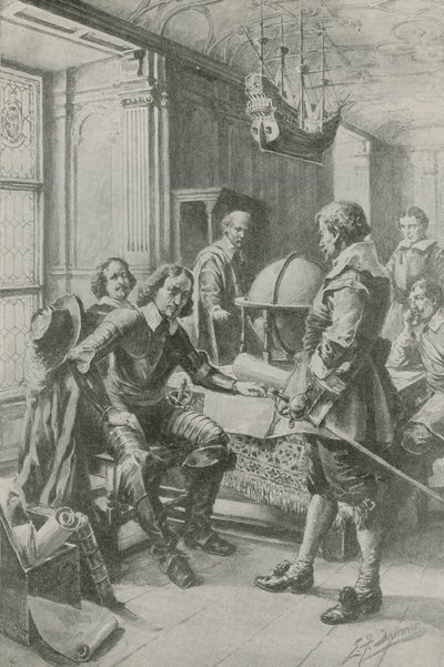 Robert Blake besøger Oliver Cromwell (litografi) af Edward Frederick Skinner