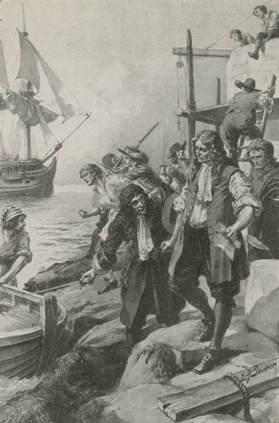 Winstanley bortført af pirater (litho) af Edward Frederick Skinner