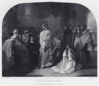 "Gå, og synd ikke mere" (gravering) af Edward Henry (after) Corbould