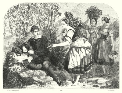 Lord Byrons barn Harold, Canto III, strofe 55 (gravering) af Edward Henry (after) Corbould