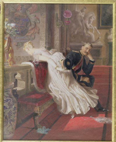 Kærligheden overvinder alt (wc og gouache på papir) af Edward Henry Corbould