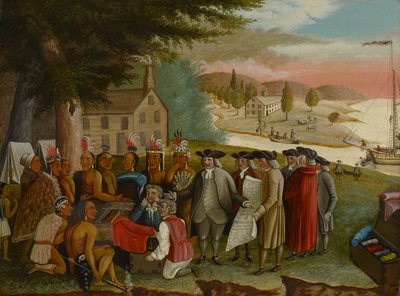 Penns traktat med indianerne, ca. 1830-40 (olie på lærred) af Edward Hicks