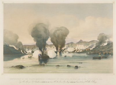 Ødelæggelse af pirateskadren under ledelse af Chui Apoo i Byas Bay, Kina af Edward Hodges Cree