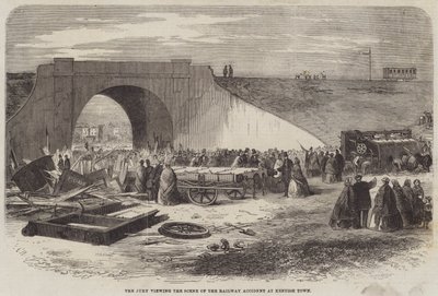 Juryen besigtiger ulykkesstedet for jernbaneulykken i Kentish Town af Edward Hull