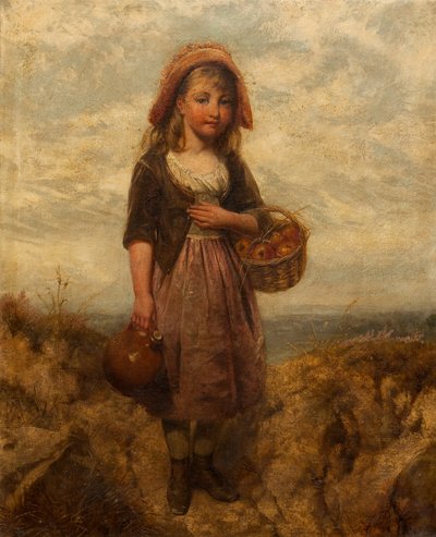 Pige med en kurv med æbler af Edward John Cobbett