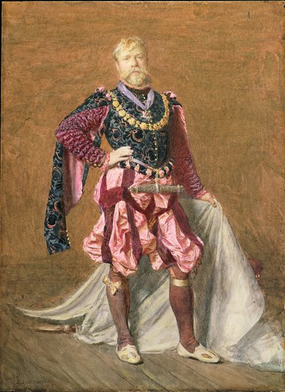 Selvportræt af kunstneren i Elizabethansk kjole, 1887 (wc) af Edward John Gregory