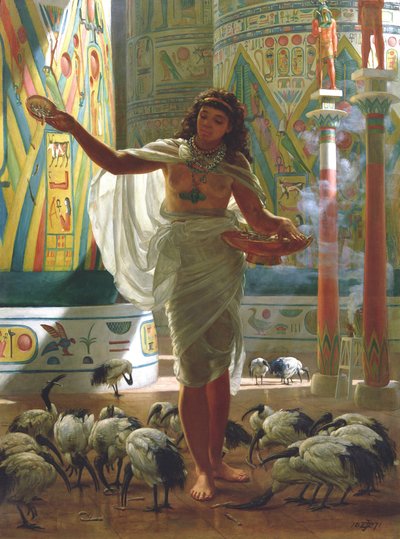 Fodring af den hellige ibis i hallerne i Karnac (olie på lærred) af Edward John Poynter