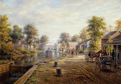 Scene langs Delaware og Hudson Canal, 1907 af Edward Lamson Henry