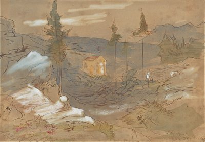 Et helligdom nær Khania på Kreta, Grækenland af Edward Lear