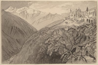 En by på en bakketop (Lampedusa-helligdommen) af Edward Lear