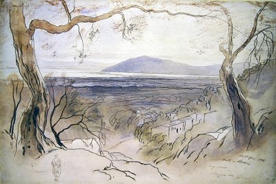 Udsigt over Levkas, Ioniske Øer af Edward Lear