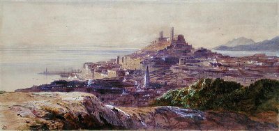Cannes (akvarel på papir) af Edward Lear