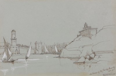 Indgang til havnen i Marseille af Edward Lear