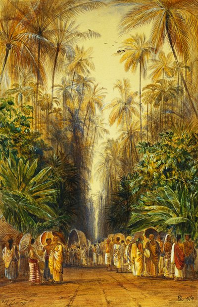 Figurer på en vej nær Galle, Ceylon, af Edward Lear
