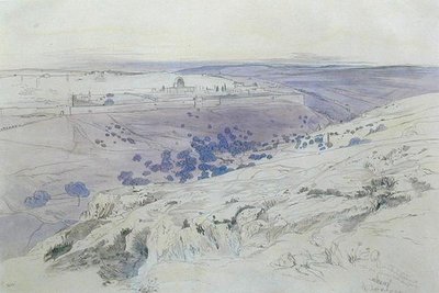 Jerusalem, 24.-28. april 1858 (pen, blæk og akvarel på papir) af Edward Lear