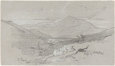 Bjergrig udsigt fra Antrodoco af Edward Lear