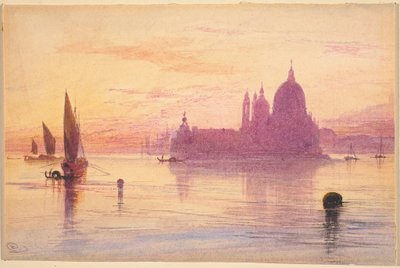 Santa Maria della Salute, Venedig, ved solnedgang af Edward Lear