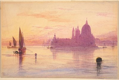 Santa Maria della Salute, Venedig, ved solnedgang, 18651884. af Edward Lear