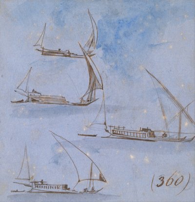 Studier af både på Nilen af Edward Lear