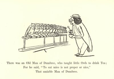 Der var en gammel mand fra Dumbree, som lærte små ugler at drikke te af Edward Lear