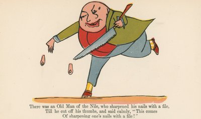 Der var en gammel mand fra Nilen, som sleb sine negle med en fil, fra 