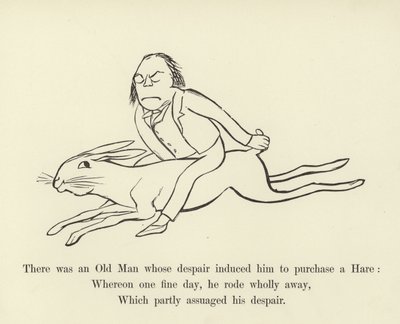 Der var en gammel mand, hvis fortvivlelse fik ham til at købe en hare af Edward Lear
