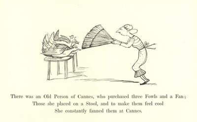 Der var en gammel person fra Cannes, som købte tre høns og en vifte af Edward Lear