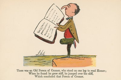Der var en gammel person fra Cromer, som stod på et ben for at læse Homer, fra 