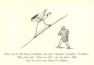 Der var en gammel person fra Rimini, som sagde: Nådig! Godhed! AF Tvillingerne! af Edward Lear