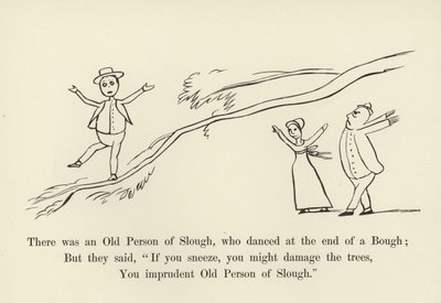Der var en gammel mand fra Slough, som dansede for enden af en gren af Edward Lear