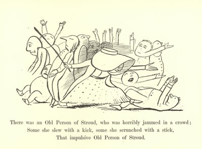 Der var en gammel mand fra Stroud, som blev forfærdeligt klemt i en menneskemængde. af Edward Lear