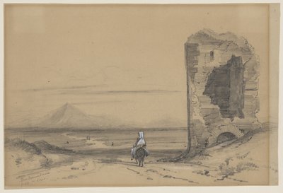 Torre Nomentana (blyant og hvid bodycolour på papir) af Edward Lear