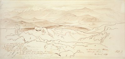 Udsigt fra bjergene over Phonia, 1849 af Edward Lear
