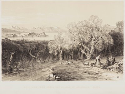 Udsigt fra landsbyen Ascension på Korfu af Edward Lear