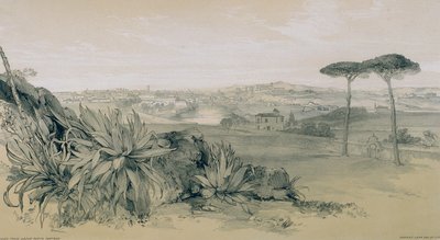 Udsigt i Rom og omegn: Rom fra en villa over Porta Portese af Edward Lear