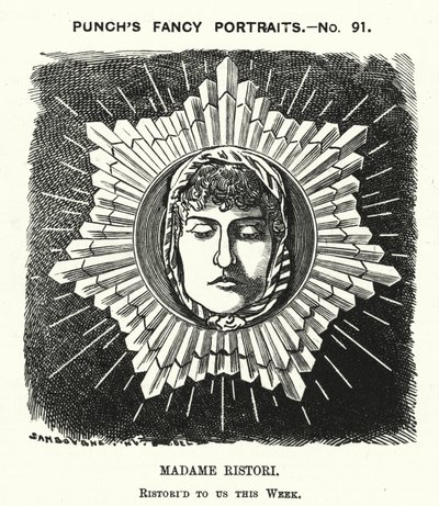 Punch tegnefilm: Adelaide Ristori, italiensk skuespillerinde (gravering) af Edward Linley (after) Sambourne