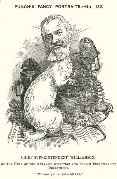 Punch tegneserie: Adolphus Williamson, britisk politibetjent og første leder af detektivafdelingen af Metropolitan Police (gravering) af Edward Linley (after) Sambourne