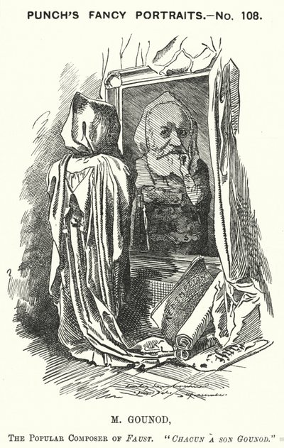 Punch tegneserie: Charles Gounod, fransk komponist (gravering) af Edward Linley (after) Sambourne