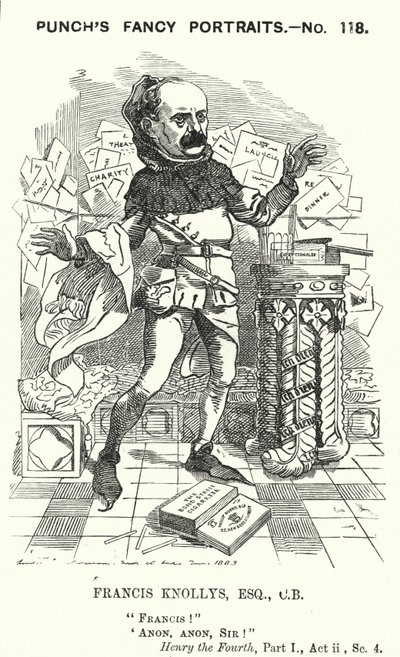 Punch tegneserie: Francis Knollys, privatsekretær for Prince of Wales (gravering) af Edward Linley (after) Sambourne