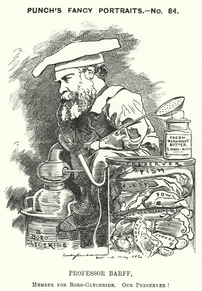 Punch tegneserie: Frederick Settle Barff, engelsk kemiker (gravering) af Edward Linley (after) Sambourne