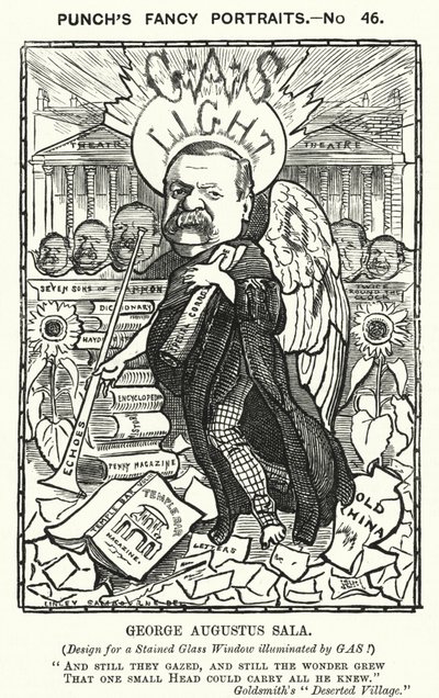 Punch tegneserie: George Augustus Sala, engelsk forfatter og journalist (gravering) af Edward Linley (after) Sambourne